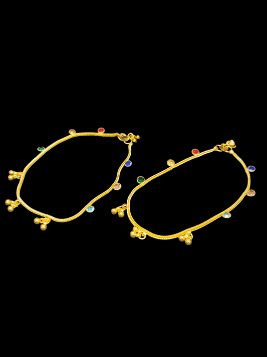 GemTinkle Beautiful and Elegant Multi Color Stoned Budget Friendly Trendy Anklet