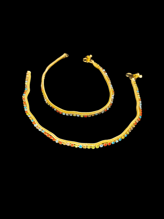 Rainbow Gleam Elegant and Beautiful Budget Friendly Multi Color Stoned Trendy Anklet
