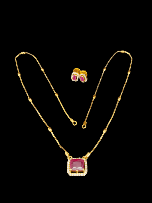 Ruby Radiance Premium Quality Simple and Stylish 22k Gold Plated Mid Length Set with AD Stone