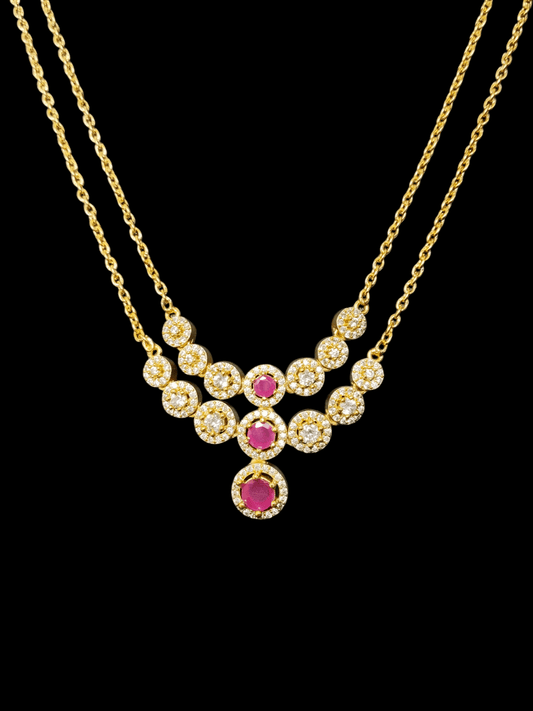 Celestial Sparkle Premium Quality Two Layered AD Stoned Beautiful Necklace Set