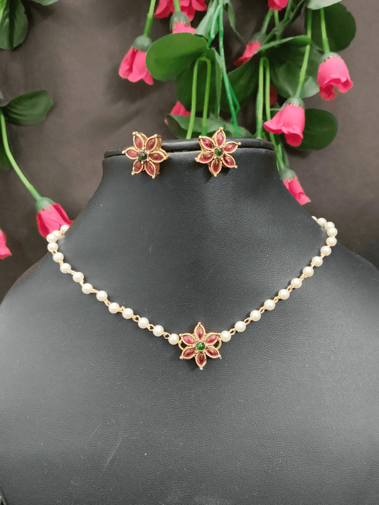 Adyashree Emporium Simple and Elegant Pearl Traditional Choker Set