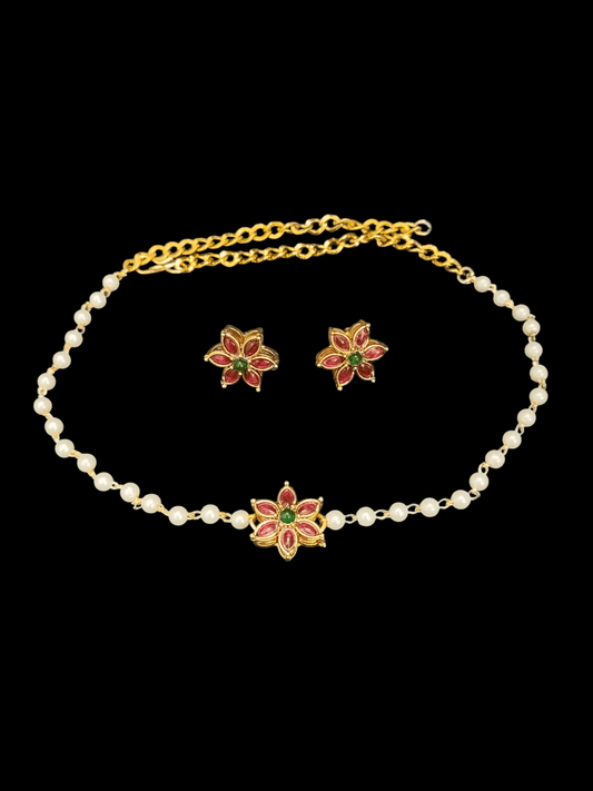 Adyashree Emporium Simple and Elegant Pearl Traditional Choker Set