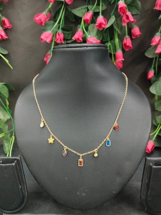 Candy Charm Multi Color Stoned Anti Tarnished Trending Western Chain