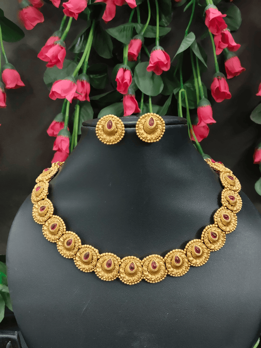Graceful Premium Quality Elegant and Beautiful Mat Finish Gold Plated Crescent Necklace Set