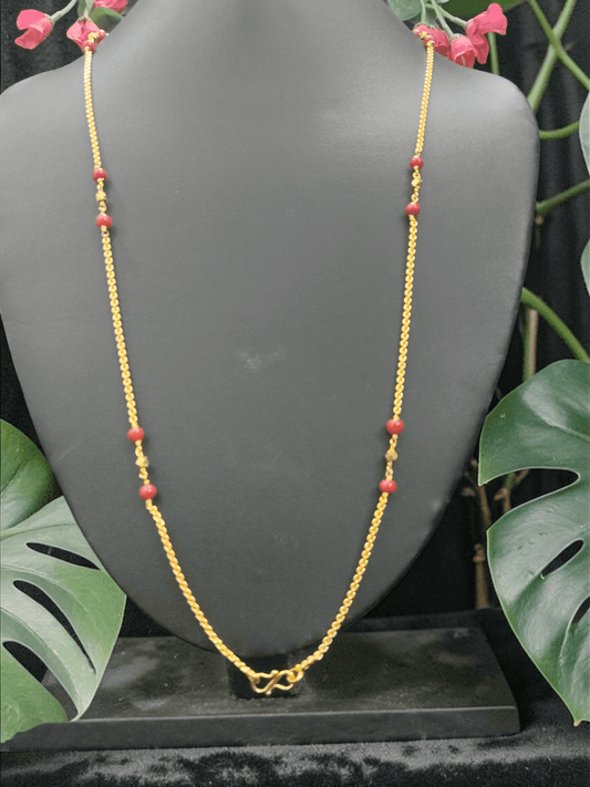 Golden Aurora Coral Strand 22k Gold Plated Daily Wear Budget Friendly Long Simple Chain