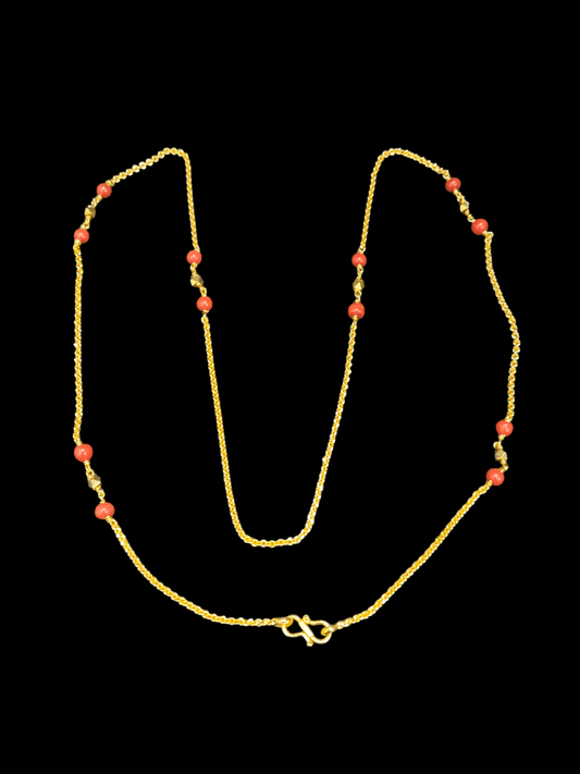 Golden Aurora Coral Strand 22k Gold Plated Daily Wear Budget Friendly Long Simple Chain