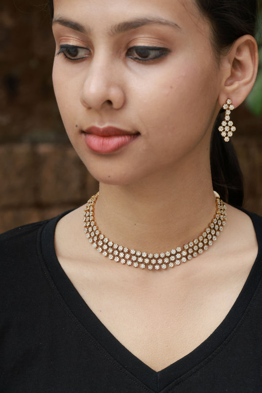 Crystal Bloom Premium AD Stoned Necklace Set