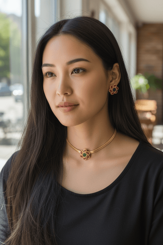 Sayara Flower 22k Mat finish Traditional Choker Set