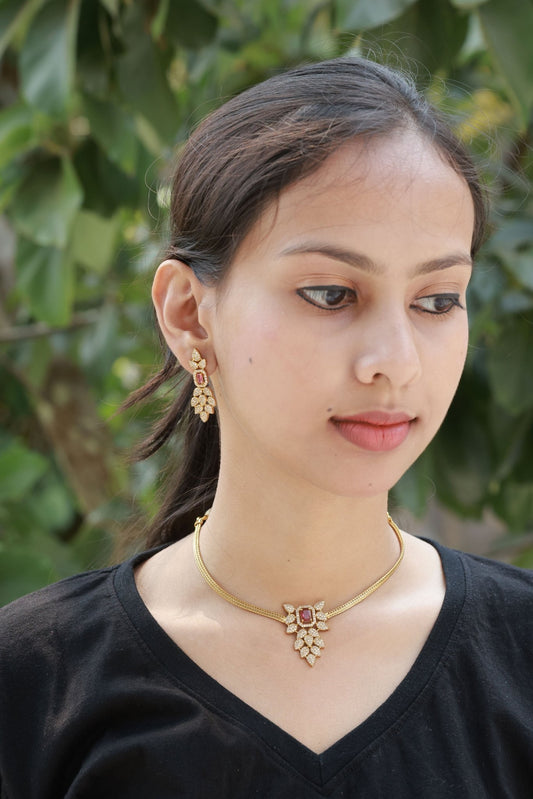 PadmaRaga Premium Quality AD Stoned Necklace Set