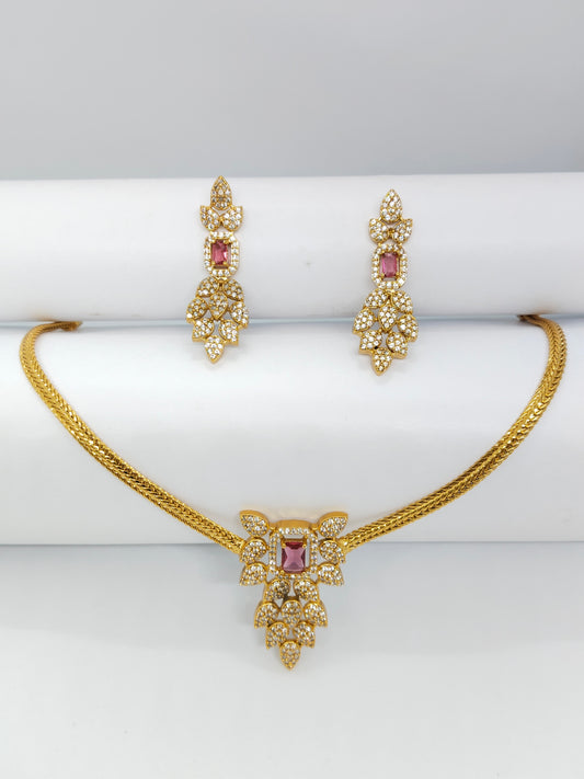 PadmaRaga Premium Quality AD Stoned Necklace Set