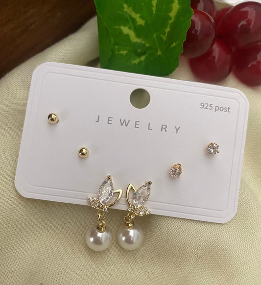 Elara Bloom Premium Quality Budget Friendly Elegant Earring Combo Set In AD Stone