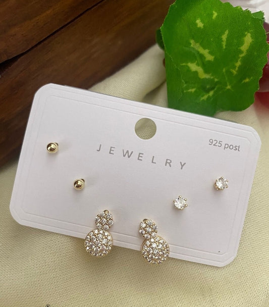 Starlit Orbs Premium Quality Budget Friendly Elegant Earring Combo Set In AD Stone