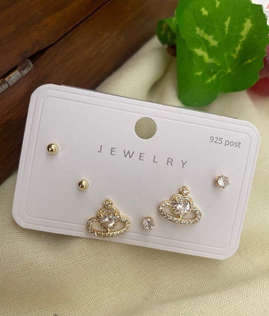 TiaraTwinkle Premium Quality Budget Friendly Elegant Earring Combo Set In AD Stone