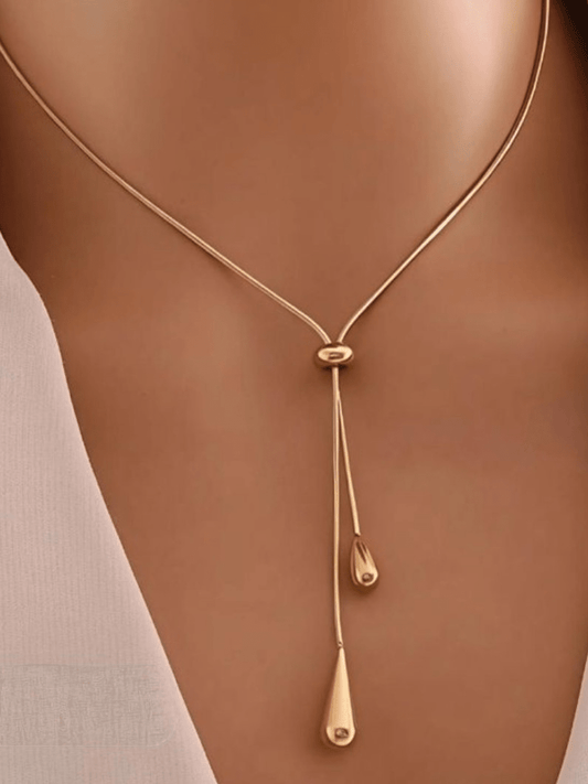 Gold Dual Teardrop 22k Gold Plated Trending and Stylish Adjustable Knot Western Chain