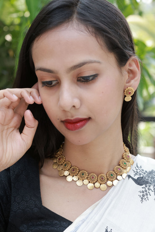 Sampoorna Shree Premium Quality Traditional Coin Necklace Set