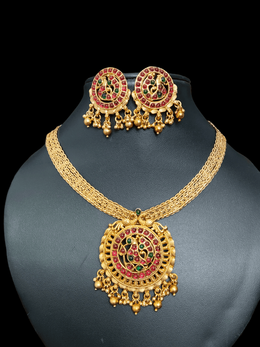 Kemp Mayur Chakra Premium Quality Mat finish Traditional Necklace Set