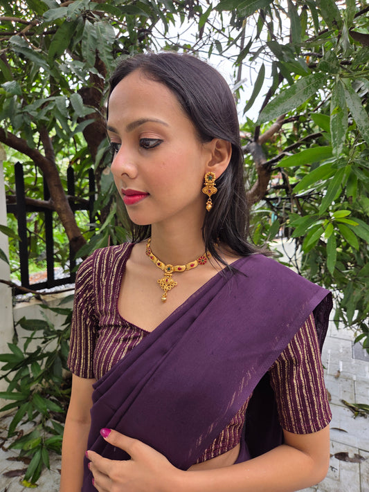 Rangshree  Premium Quality Antique Shade 22k Gold Plated Mat Finish Stylish and Trendy Necklace Set