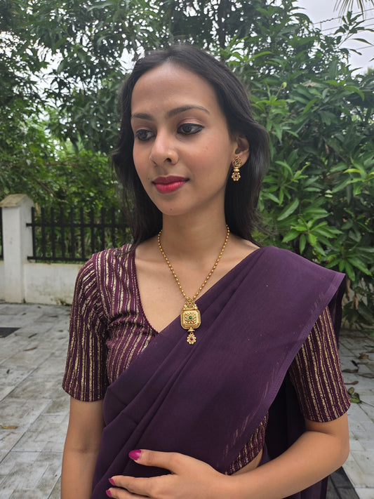 Nidraja  Premium Quality Antique Shade 22k Gold Plated Stylish and Trendy Mid length Gold Bead Chain