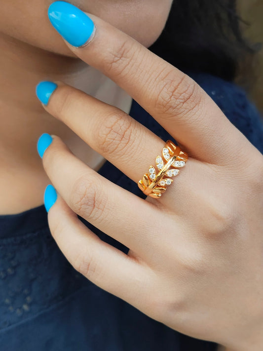 Crownleaf 24k Gold Plated Budget Friendly Adjustable Stylish Ring