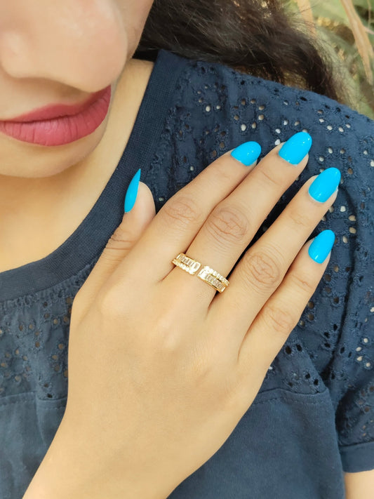 Radiant Hinge 18k Gold Plated Budget Friendly Adjustable Stoned Ring