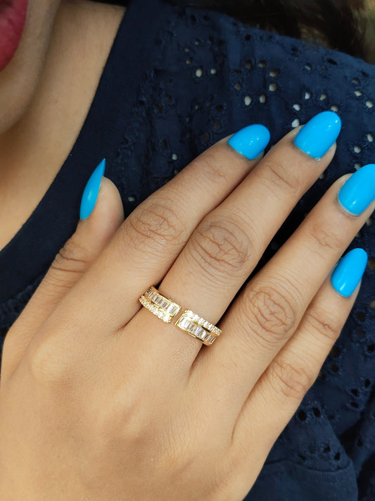 Radiant Hinge 18k Gold Plated Budget Friendly Adjustable Stoned Ring
