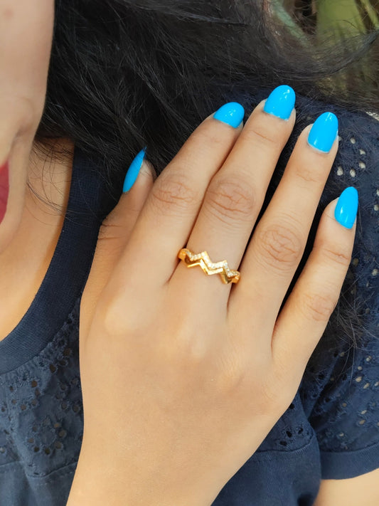 VibeRay 24k Gold Plated Budget Friendly Adjustable Stoned Ring
