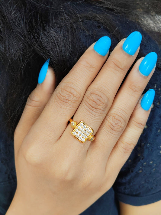 Cubic Dazzle 24k Gold Plated Budget Friendly Adjustable Stylish Ring