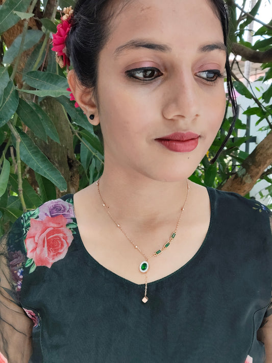 Nayanmohini Premium Quality Rose Gold Plated Simple and Elegant Western Chain with Pendant