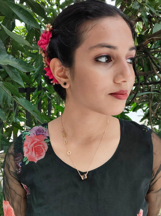 Midnight Bloom Premium Quality Rose Gold Plated Simple and Elegant Western Chain with Pendant