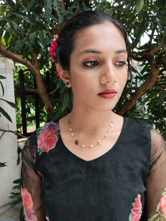 Maniharika Premium Quality Budget Friendly 22k Gold Plated Simple and Elegant Pearl Western Chain