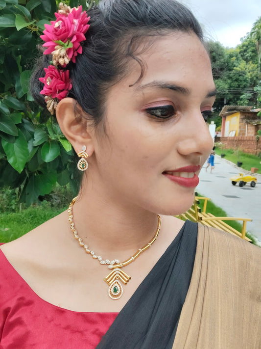 Aarunya Tara Budget Friendly Premium Quality American Diamond Necklace Set