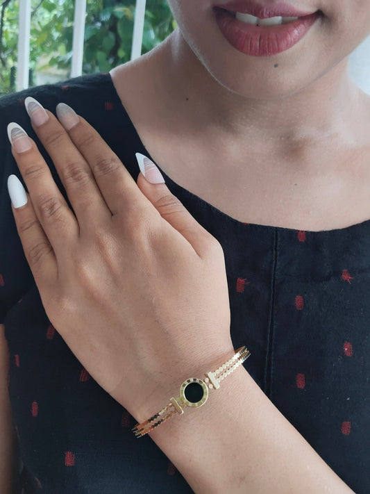 Black Dial Luxe Premium Quality Budget Friendly Anti-Tarnished Openable Free Size Kada Bangle