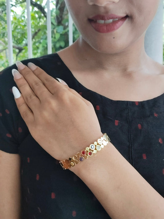 Rainbow Petals Premium Quality Budget Friendly Anti-Tarnished Openable Free Size Kada Bangle