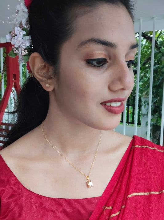 Aurelia Budget Friendly Gold Plated Simple and Elegant Western Chain and Earring Combo Set