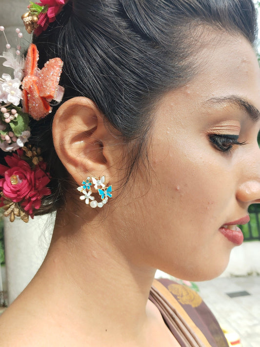 SkyPetal Budget Friendly Floral Design Butterfly Stud Western Earring available in 2 variant