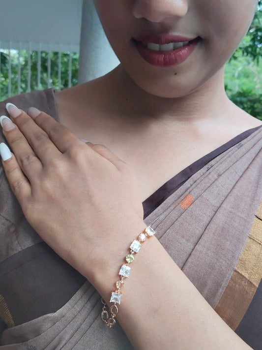 Crystal Tones Premium Quality 218k Gold Plated Budget Friendly Trendy and Stylish Bracelet