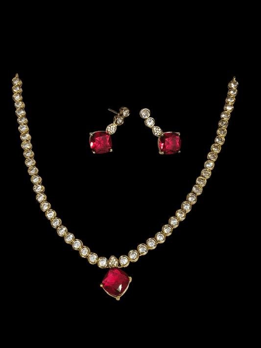 Raktima Glow Premium Quality Party Wear Simple and Beautiful AD Stoned Necklace Set