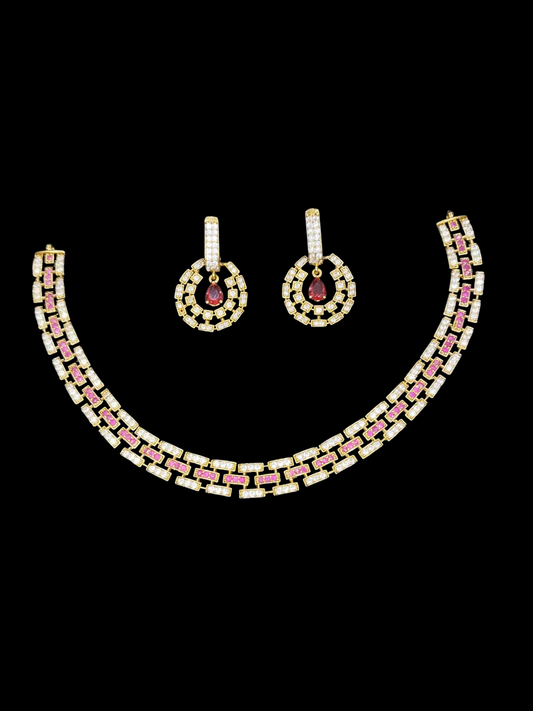 Gulya Chakra AD Stoned Simple and cute Choker Set with Ruby
