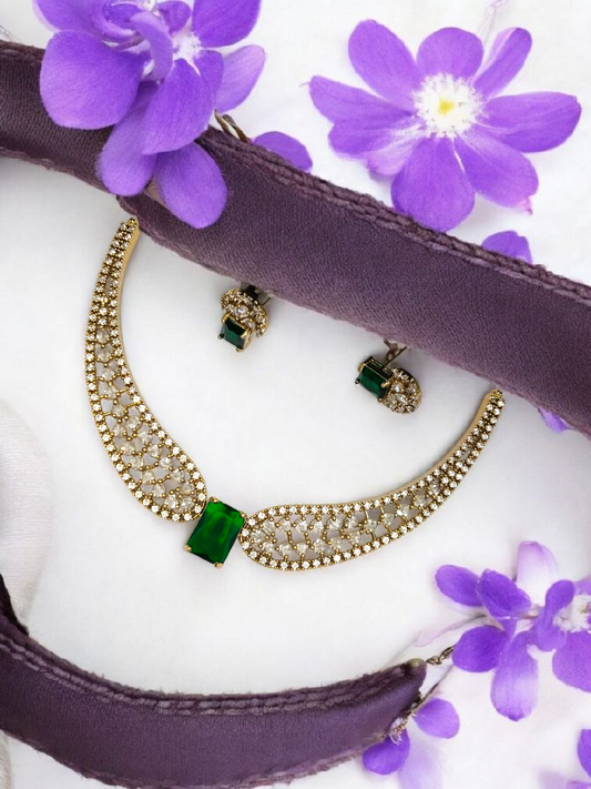 Rudhira Vasundhara Premium Quality Victorian AD Stoned Necklace Set