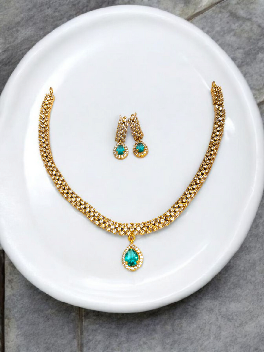 Smara Valli Premium Quality AD Stoned Simple Necklace Set