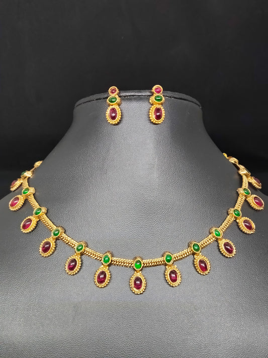 Geethika Beautiful and Elegant Simple Traditional Necklace Set