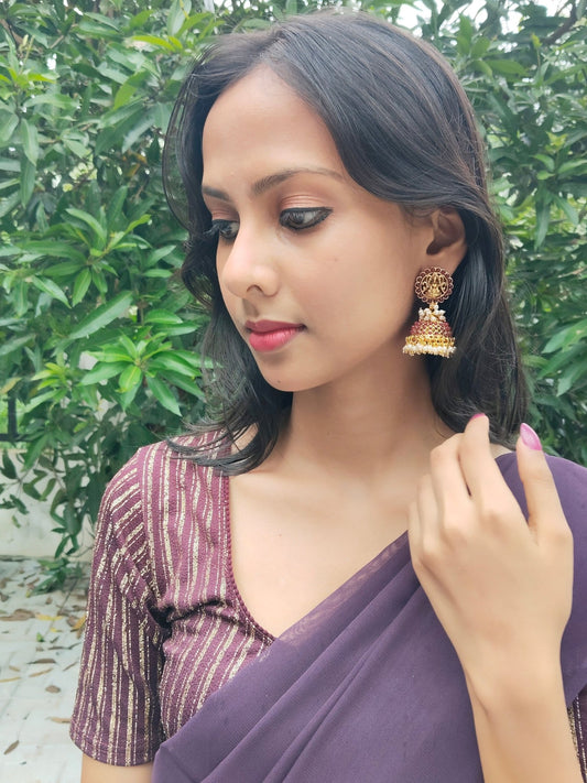 LakshmiRatna Premium Quality 22k Gold Plated Budget Friendly Traditional Jumuka Earring