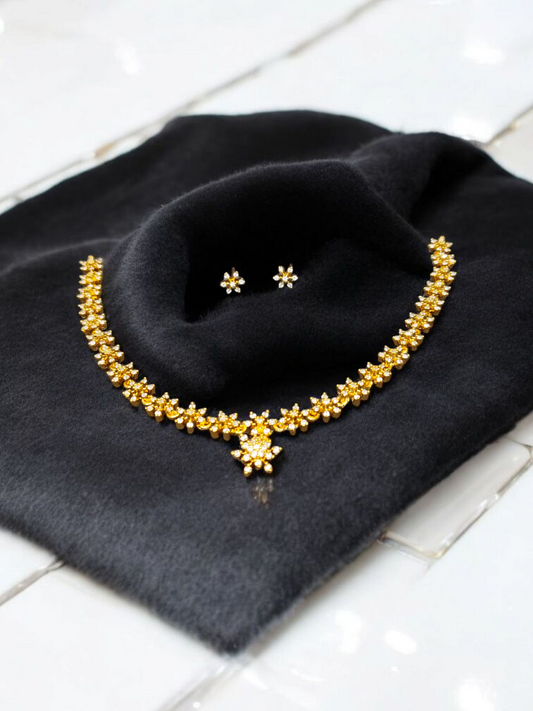 Manjusmita Premium Quality 22k Gold Plated Stylish and Trendy AD Stoned Necklace Set