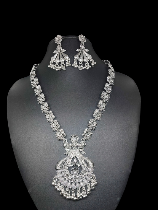 Sitaraarohi Budget Friendly Multi Color Stoned Cute and Elegant Oxidised Mid Length Necklace/Haram Set