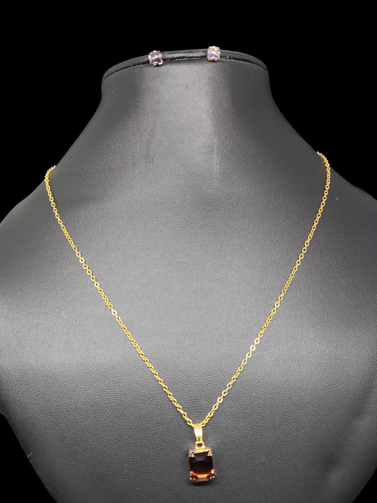 Drakshika Budget Friendly Gold Plated Simple and Elegant Western Chain and Earring Combo Set
