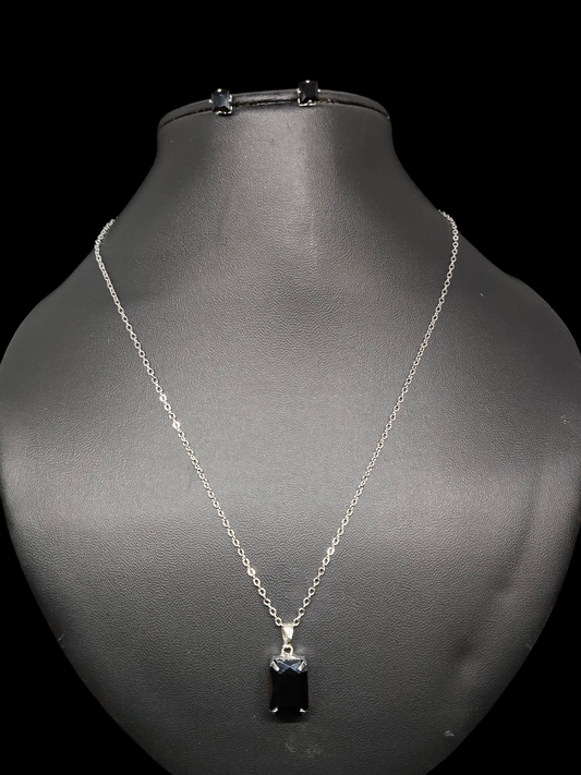 Noirika Budget Friendly Silver Plated Simple and Elegant Western Chain and Earring Combo Set