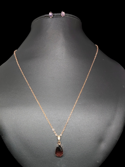 Mridulya Budget Friendly Rose Gold Finished Simple and Elegant Western Chain and Earring Combo Set