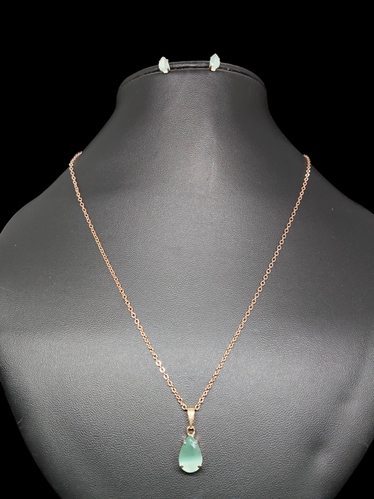 Neeramani Budget Friendly Rose Gold Finished Simple and Elegant Western Chain and Earring Combo Set