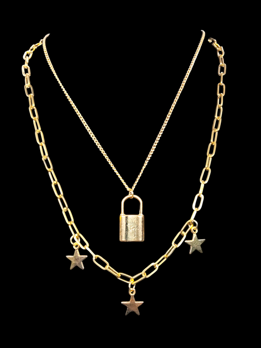 Tara Sankal Premium Quality 22k Gold Plated Layered and Trendy Western Chain with Pendant