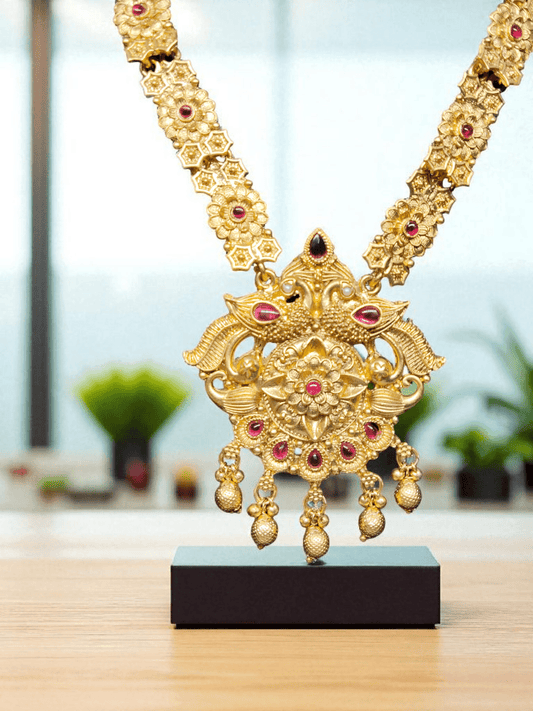 Bhagirathi Premium Quality 22k Antique Gold Plated Traditional Show Chain/Long Haram
